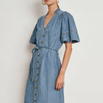 Zoe Kratzmann Honor Dress in Mid Wash Denim - detail view