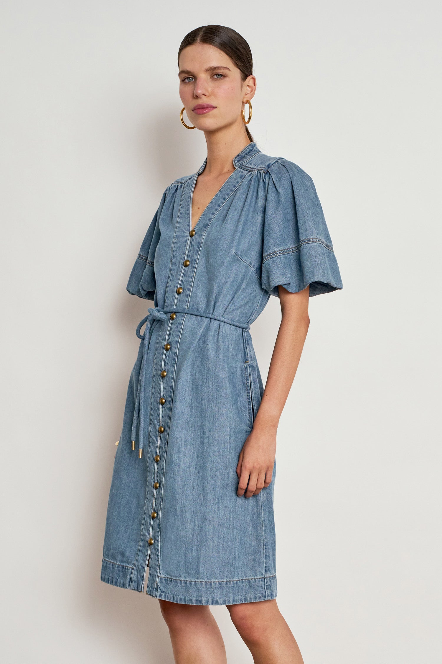 Zoe Kratzmann Honor Dress in Mid Wash Denim - detail view