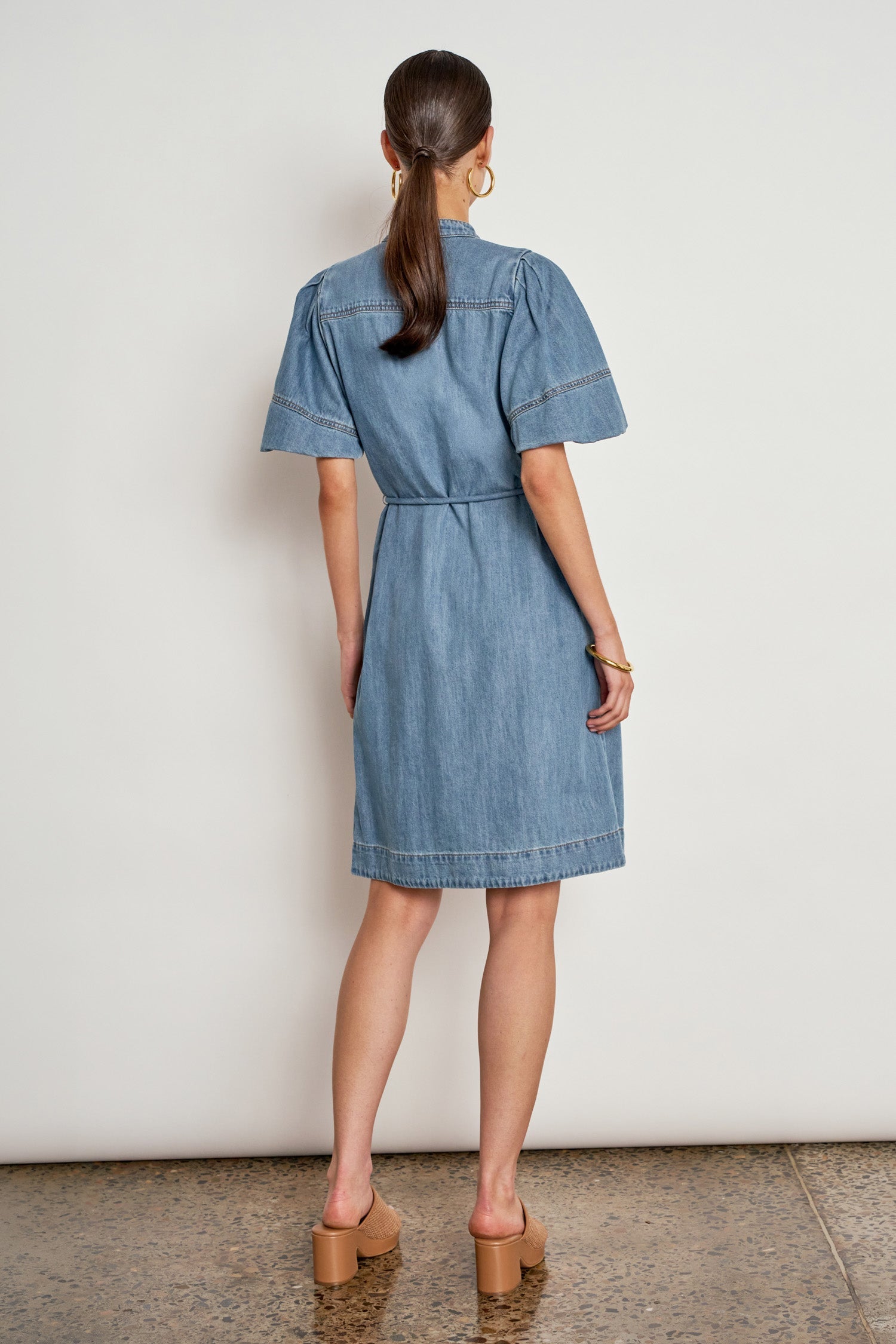 Zoe Kratzmann Honor Dress in Mid Wash Denim - close up