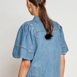 Zoe Kratzmann Magnify Top in Light Washed Denim - close up