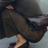 St Agni Suede Column Skirt in Khaki