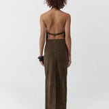 St Agni Suede Column Skirt in Khaki