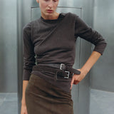 St Agni Suede Column Skirt in Khaki