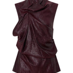 Camilla and Marc Sana Drape Tailored Top in Burgundy