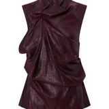 Camilla and Marc Sana Drape Tailored Top in Burgundy