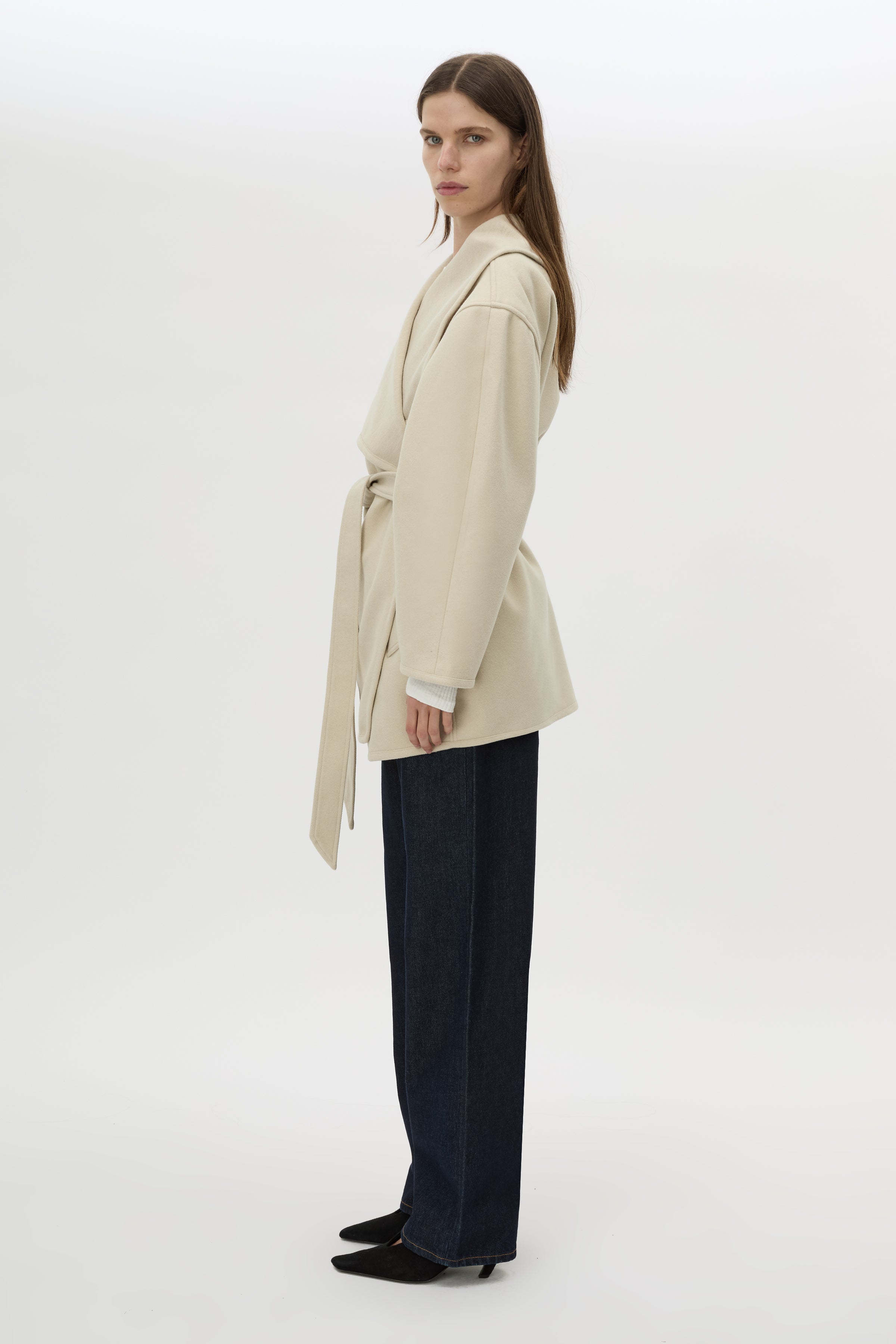 Camilla and Marc Audrey Wrap Jacket in Oat - detail view