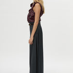 Camilla and Marc Sana Drape Tailored Top in Burgundy - detail view