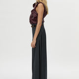 Camilla and Marc Sana Drape Tailored Top in Burgundy - detail view