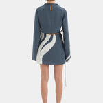 Sir Lilou Long Sleeve Mini Dress in Liora Charcoal Blue - styled look