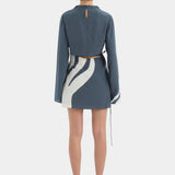 Sir Lilou Long Sleeve Mini Dress in Liora Charcoal Blue - styled look