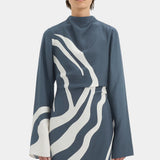 Sir Lilou Long Sleeve Mini Dress in Liora Charcoal Blue - outfit inspiration