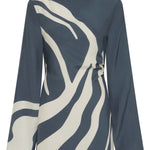 Sir Lilou Long Sleeve Mini Dress in Liora Charcoal Blue