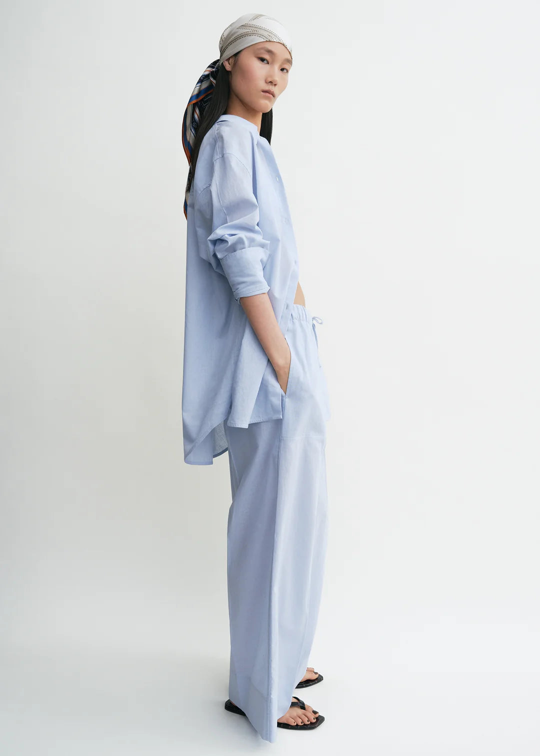 Toteme Wide Summer Trouser in Sky Blue