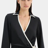 Sir Yasmine Wrap Shirt Dress in Black