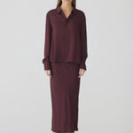 Bassike Fine Silk Shirt in Burgundy