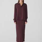 Bassike Fine Silk Shirt in Burgundy