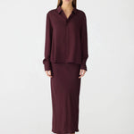 Bassike Fine Silk Shirt in Burgundy