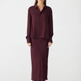 Bassike Fine Silk Shirt in Burgundy