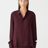 Bassike Fine Silk Shirt in Burgundy