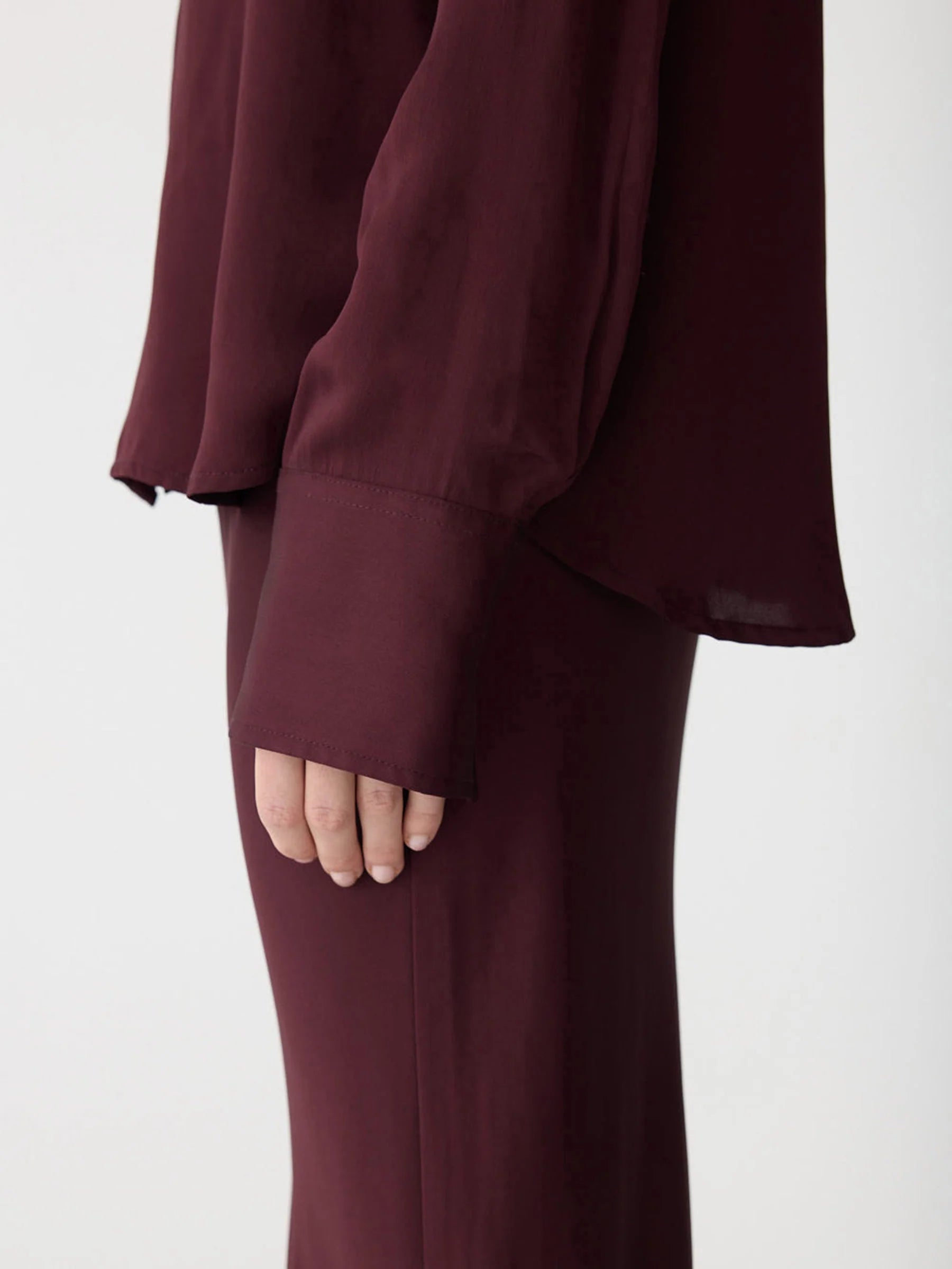 Bassike Fine Silk Shirt in Burgundy
