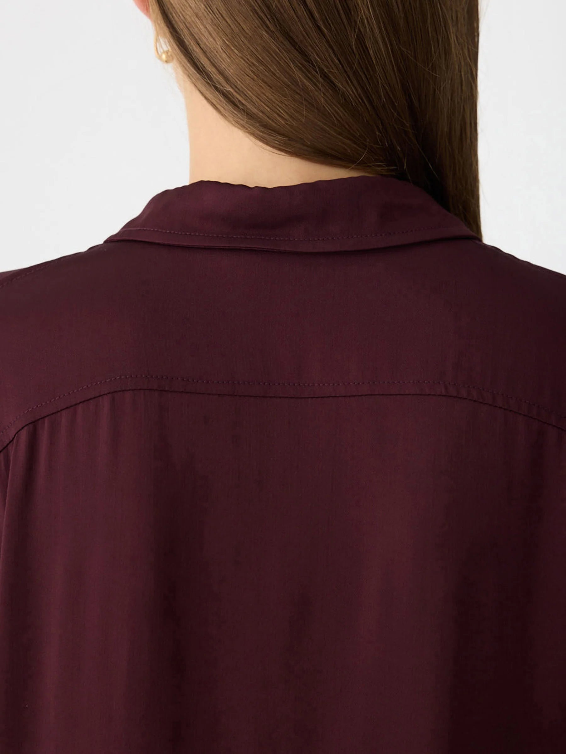 Bassike Fine Silk Shirt in Burgundy