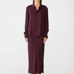 Bassike Fine Silk Shirt in Burgundy