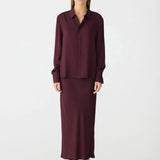 Bassike Fine Silk Shirt in Burgundy