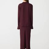 Bassike Fine Silk Shirt in Burgundy