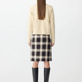 Bassike Check Pull On Skirt in Natural and Brown
