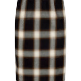 Bassike Check Pull On Skirt in Natural and Brown
