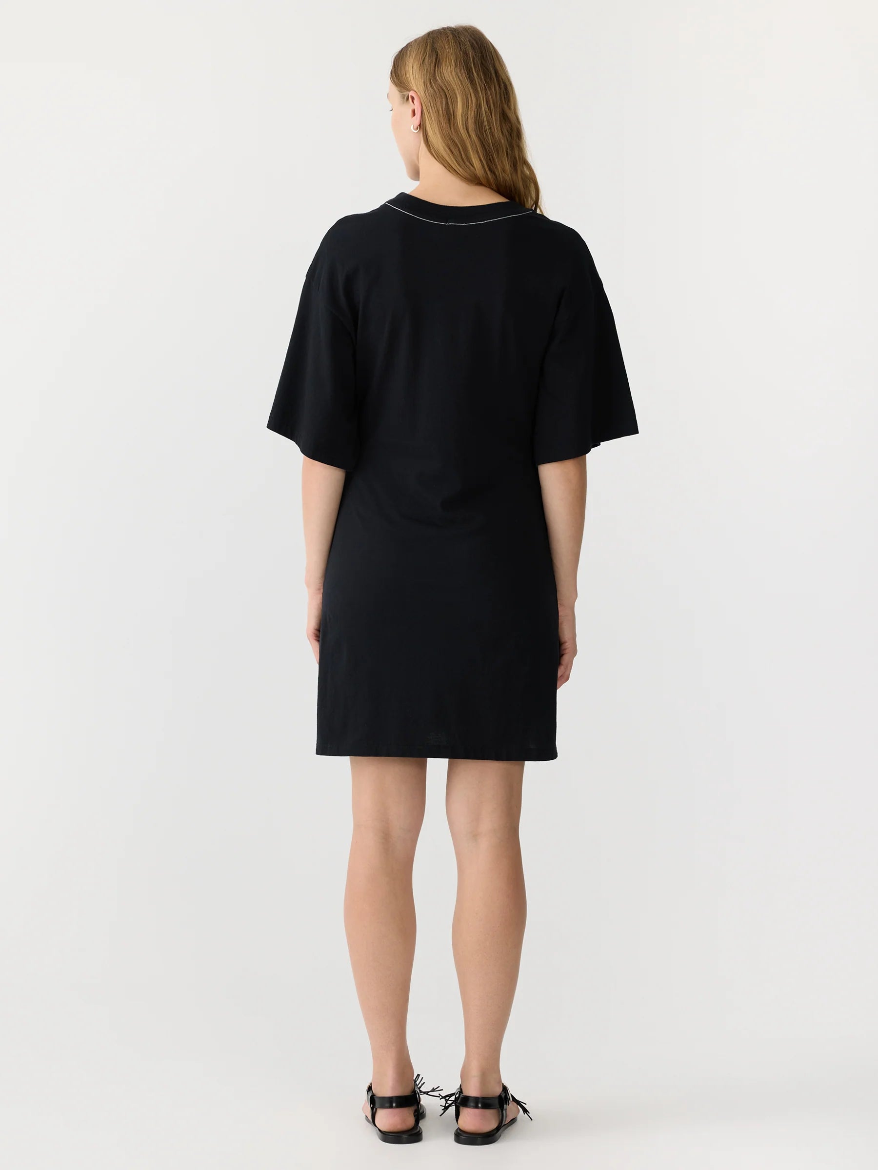 Bassike Waisted Short Sleeve Tennis Dress in Black