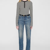 Anine Bing Alessia Long Sleeve Tee in Cream and Black Stripe
