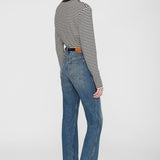 Anine Bing Alessia Long Sleeve Tee in Cream and Black Stripe