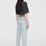 Anine Bing Avi Tee Collegiate Leopard in Washed Charcoal
