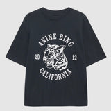 Anine Bing Avi Tee Collegiate Leopard in Washed Charcoal