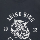 Anine Bing Avi Tee Collegiate Leopard in Washed Charcoal