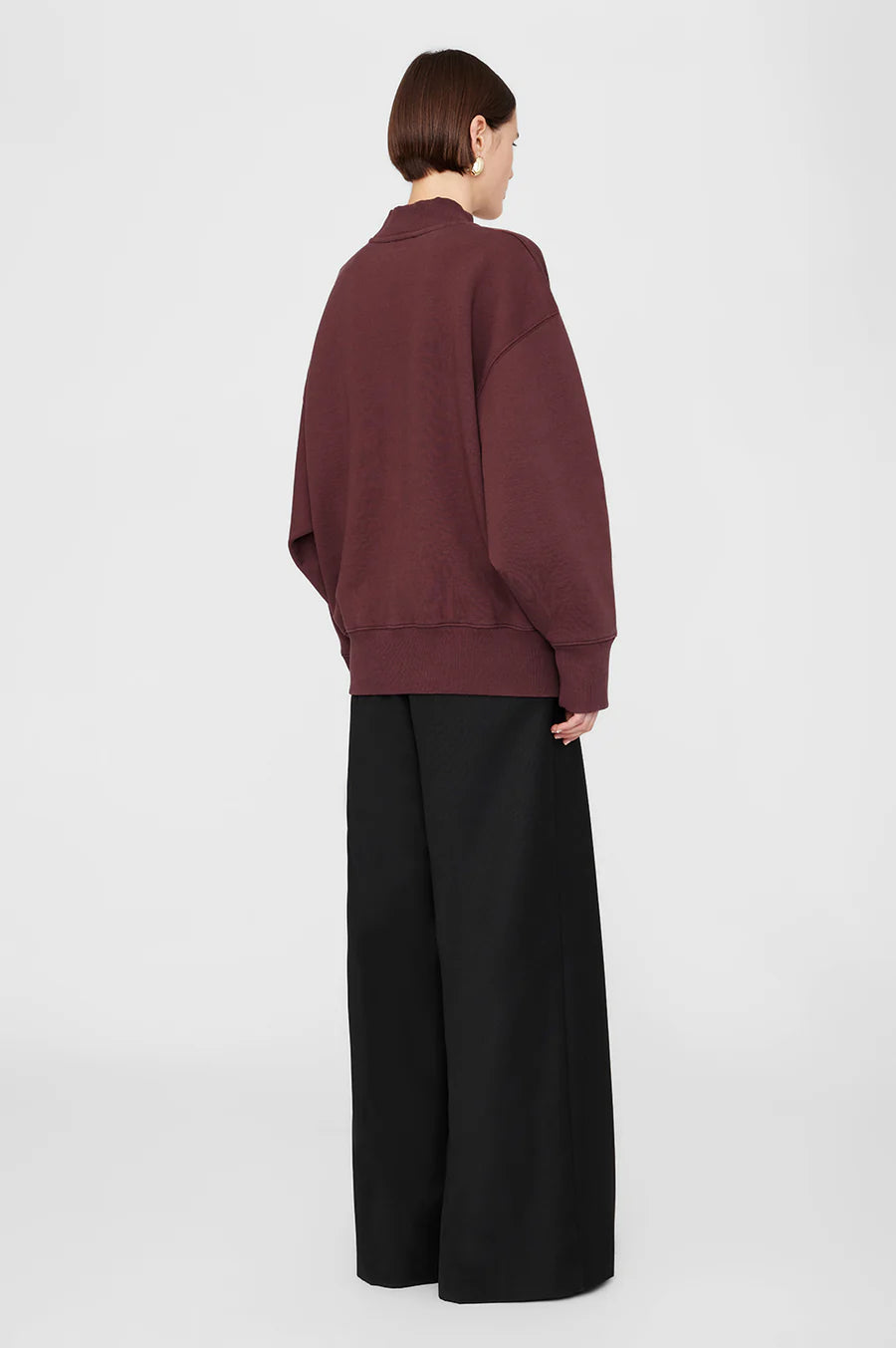 Anine Bing Bradie Sweatshirt Bing in Deep Burgundy