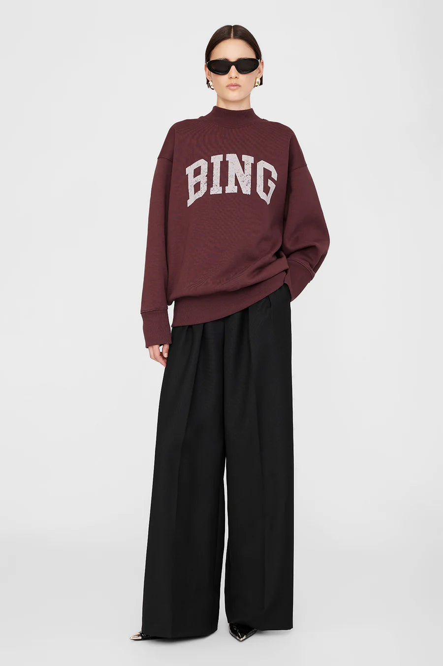 Anine Bing Bradie Sweatshirt Bing in Deep Burgundy