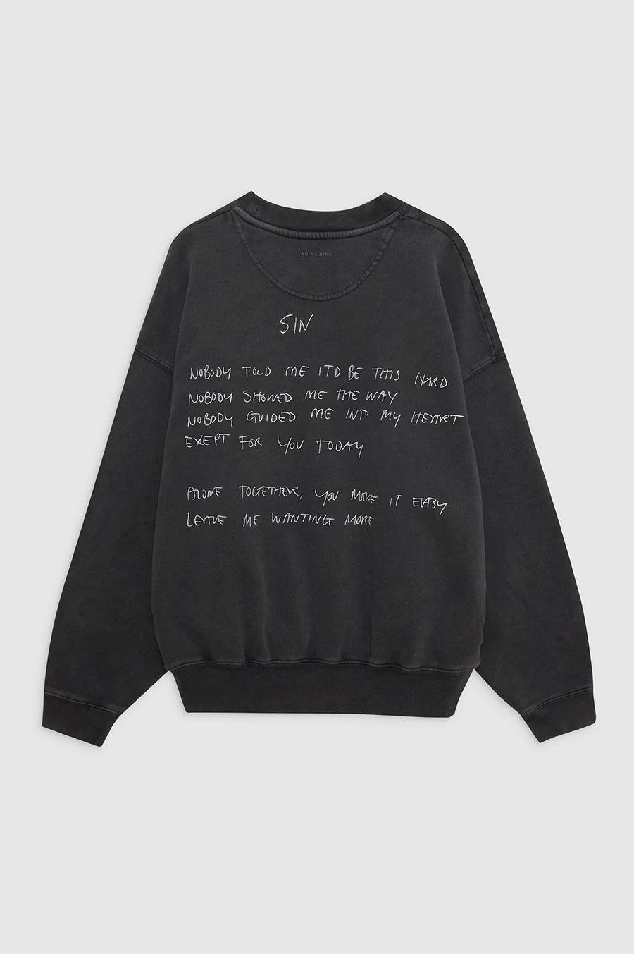 Anine Bing Jaci Sweatshirt Lyrics in Washed Black