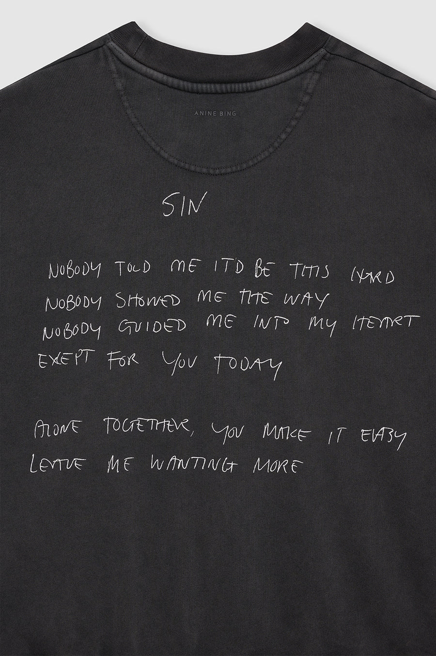 Anine Bing Jaci Sweatshirt Lyrics in Washed Black