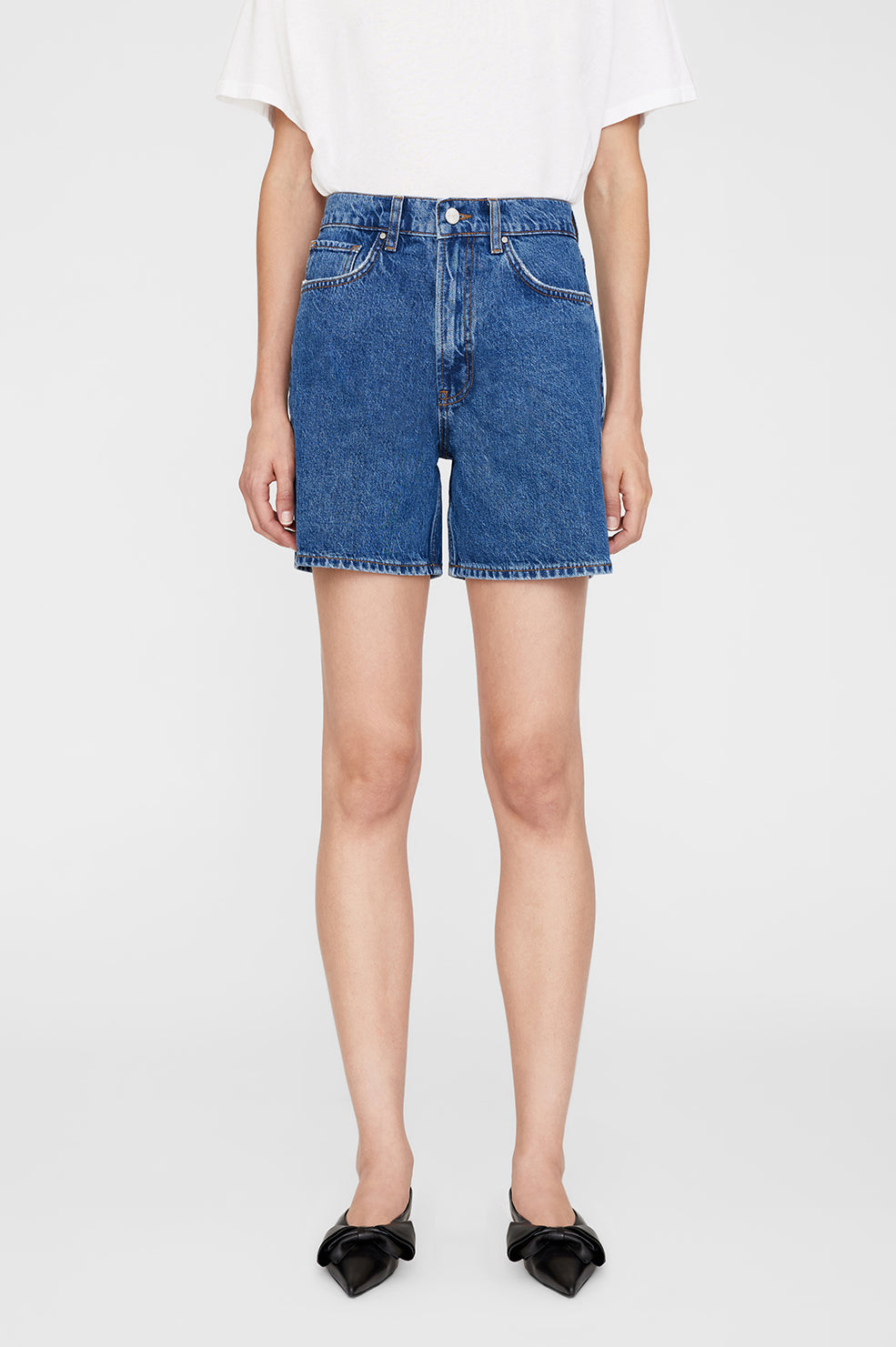 Anine Bing Kat Short in Medium Indigo