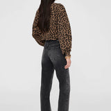 Anine Bing Miles Sweatshirt in Black and Brown Leopard