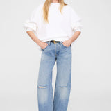Anine Bing Miles Sweatshirt Framed Monogram in Off White
