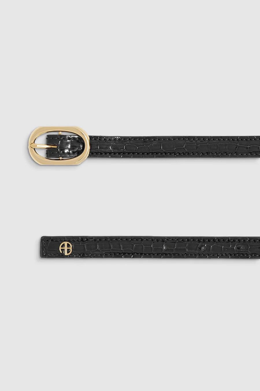 Anine Bing Mini Mara Belt in Black Embossed