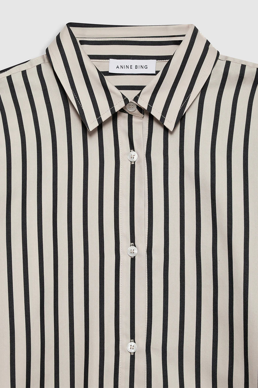 Anine Bing Plaza Shirt in Black and Tan Stripe