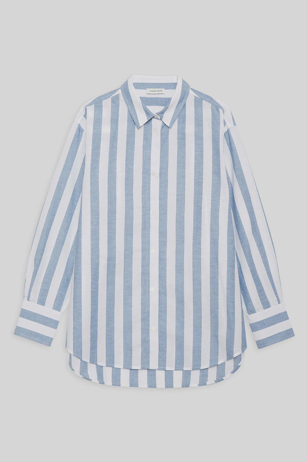 Anine Bing Plaza Shirt in White and Blue Stripe