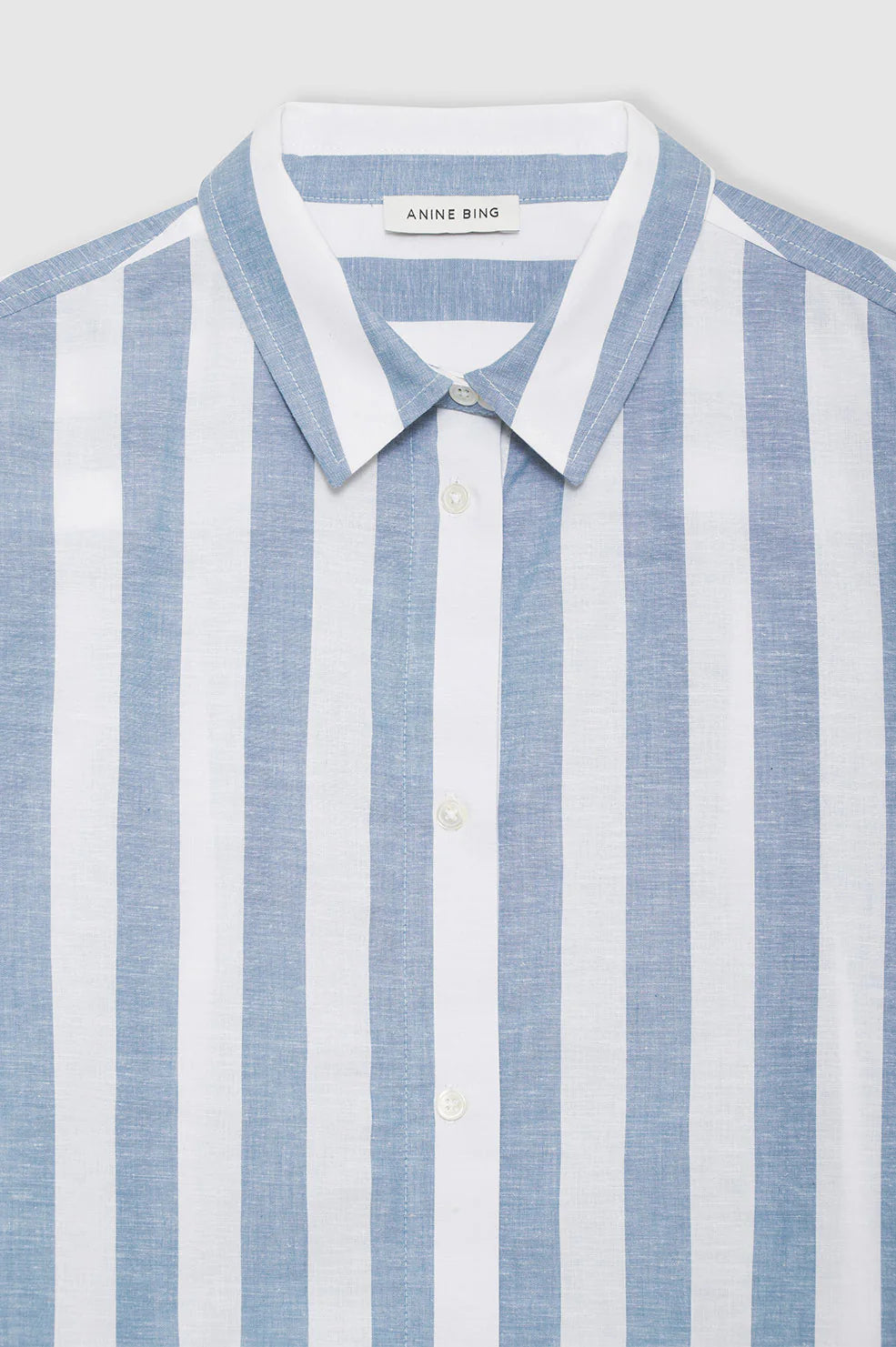 Anine Bing Plaza Shirt in White and Blue Stripe