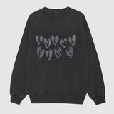 Anine Bing Spencer Sweatshirt Hearts in Washed Black