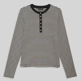 Anine Bing Alessia Long Sleeve Tee in Cream and Black Stripe