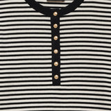 Anine Bing Alessia Long Sleeve Tee in Cream and Black Stripe
